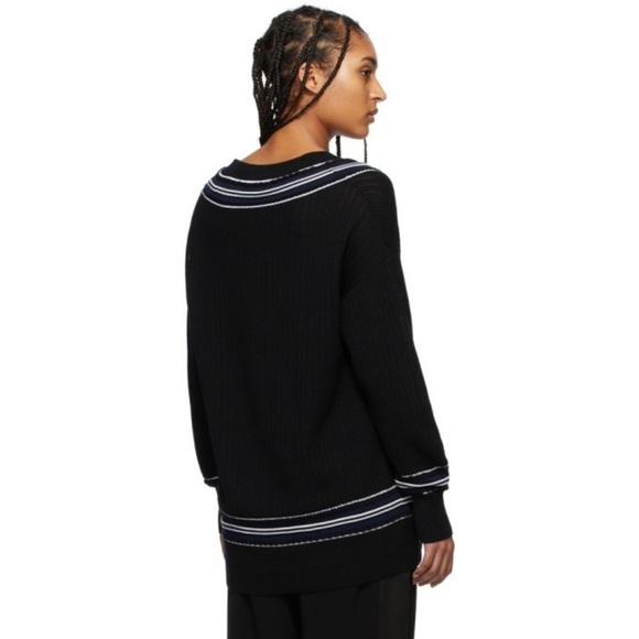 Rag and Bone Dianna Black Merino Wool V-Neck Oversized Midweight Sweater EUC XXS - Picture 3 of 12